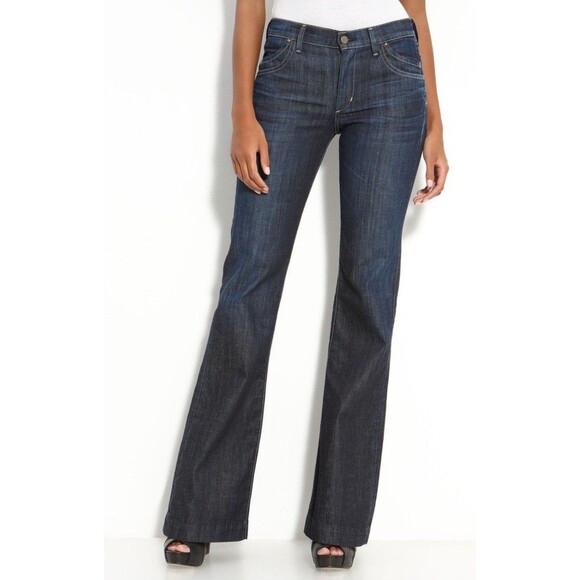 COH Citizens Of Humanity Hutton Mid Rise Wide Leg‎ Stretch Jeans Size 27 Dark - Picture 1 of 15